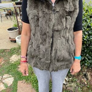 Natural Fur Vest with Zipper